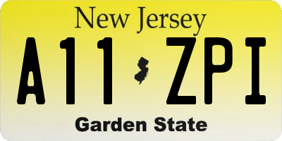 NJ license plate A11ZPI