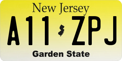 NJ license plate A11ZPJ