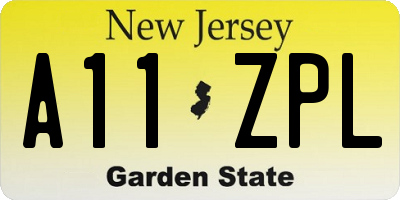 NJ license plate A11ZPL