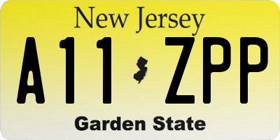 NJ license plate A11ZPP