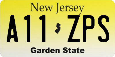 NJ license plate A11ZPS