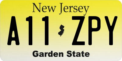 NJ license plate A11ZPY