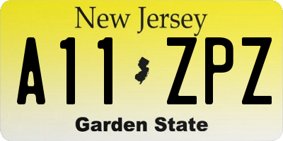 NJ license plate A11ZPZ