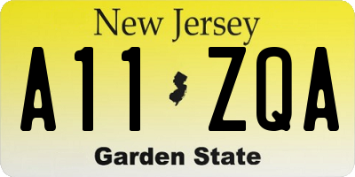 NJ license plate A11ZQA