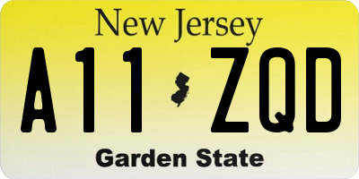 NJ license plate A11ZQD