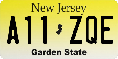 NJ license plate A11ZQE