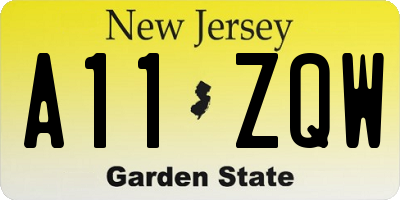 NJ license plate A11ZQW