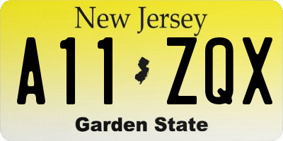 NJ license plate A11ZQX