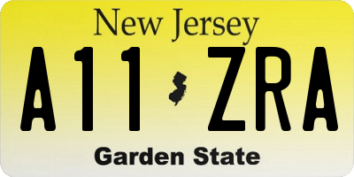 NJ license plate A11ZRA