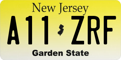 NJ license plate A11ZRF