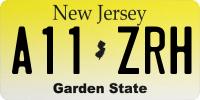 NJ license plate A11ZRH