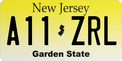 NJ license plate A11ZRL