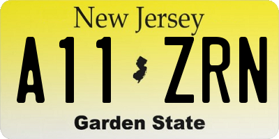 NJ license plate A11ZRN