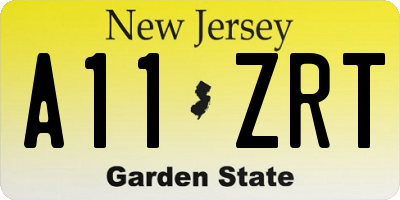 NJ license plate A11ZRT