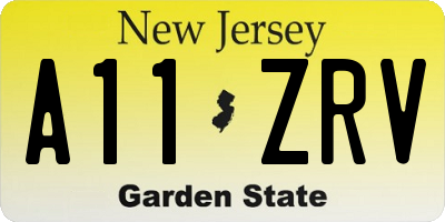 NJ license plate A11ZRV