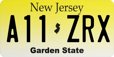 NJ license plate A11ZRX