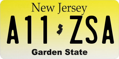 NJ license plate A11ZSA