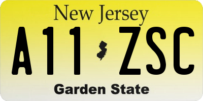 NJ license plate A11ZSC