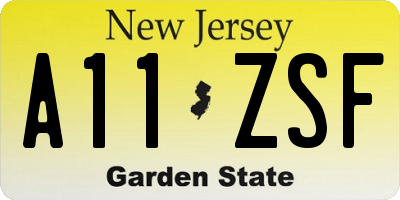 NJ license plate A11ZSF