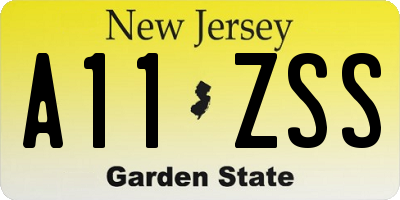 NJ license plate A11ZSS