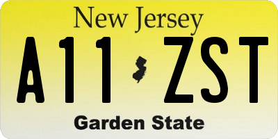 NJ license plate A11ZST
