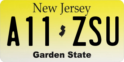NJ license plate A11ZSU