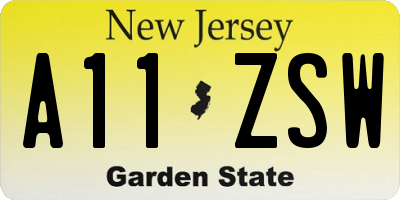 NJ license plate A11ZSW