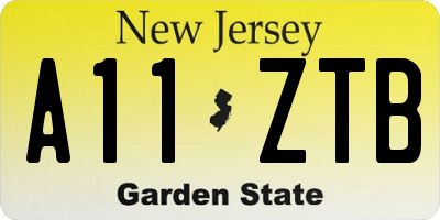 NJ license plate A11ZTB