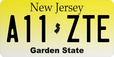 NJ license plate A11ZTE