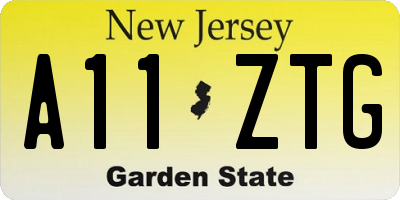 NJ license plate A11ZTG