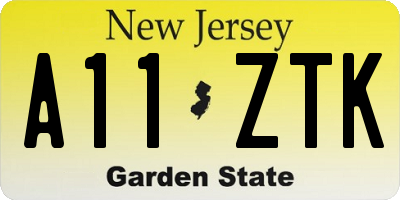 NJ license plate A11ZTK