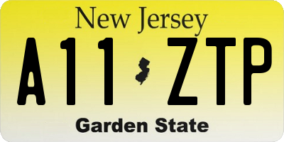NJ license plate A11ZTP