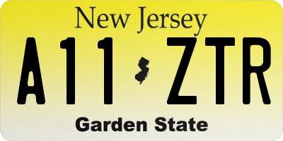 NJ license plate A11ZTR