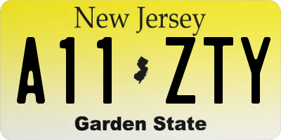 NJ license plate A11ZTY