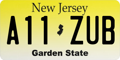 NJ license plate A11ZUB