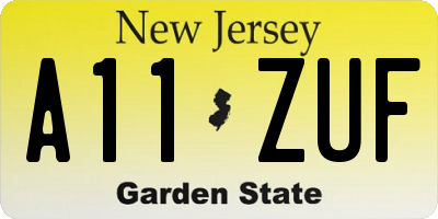 NJ license plate A11ZUF
