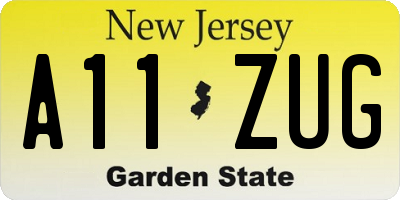 NJ license plate A11ZUG