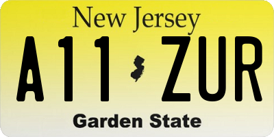 NJ license plate A11ZUR