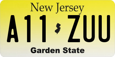 NJ license plate A11ZUU