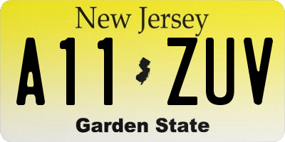 NJ license plate A11ZUV