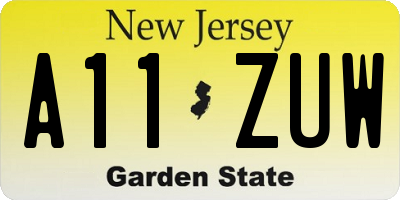 NJ license plate A11ZUW