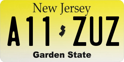 NJ license plate A11ZUZ