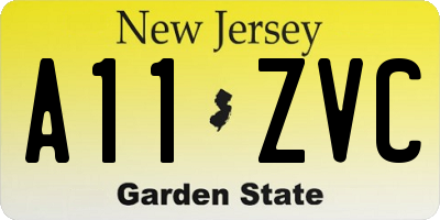 NJ license plate A11ZVC