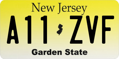 NJ license plate A11ZVF