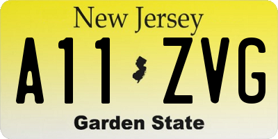 NJ license plate A11ZVG