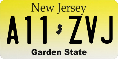 NJ license plate A11ZVJ