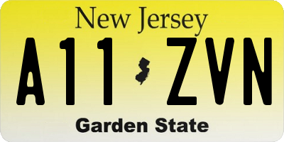 NJ license plate A11ZVN