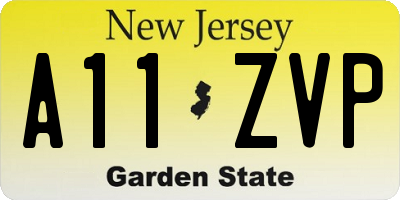 NJ license plate A11ZVP