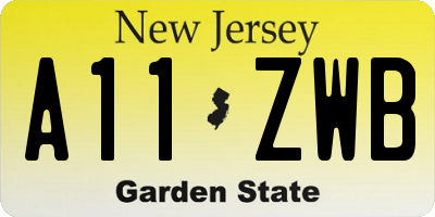 NJ license plate A11ZWB