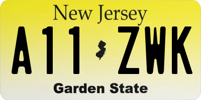 NJ license plate A11ZWK